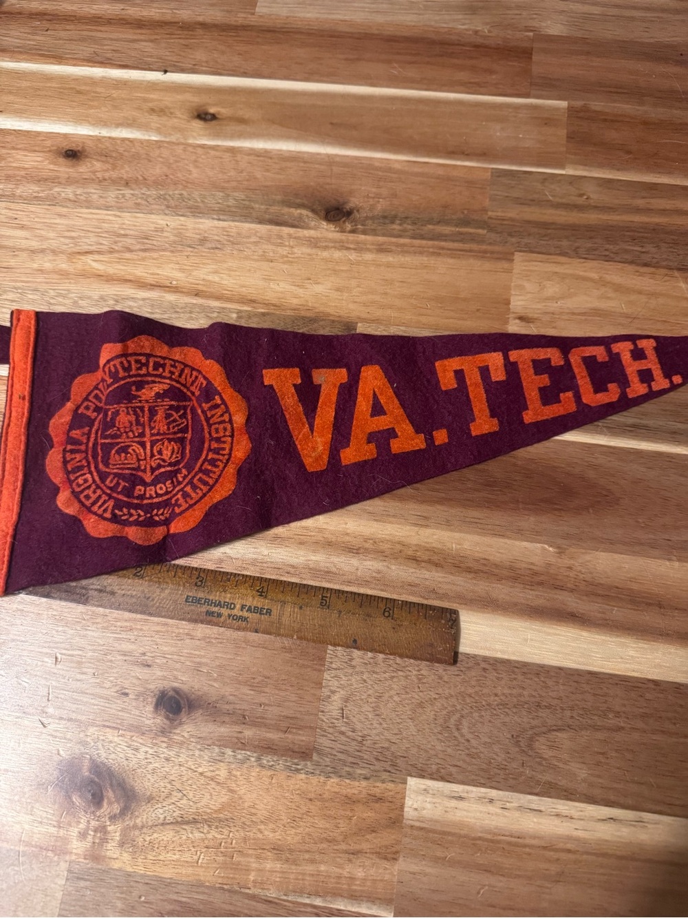 1940s VPI VA Tech Maroon and Orange Pennant - 9β felt vintage